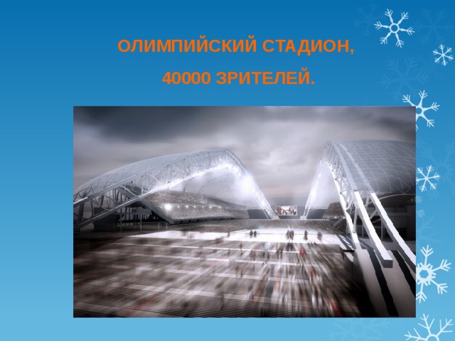 ОЛИМПИЙСКИЙ СТАДИОН,  40000 ЗРИТЕЛЕЙ. 