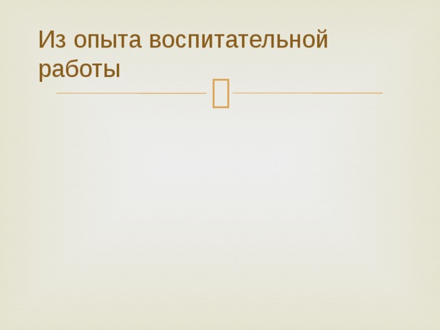 Из опыта воспитательной работы 