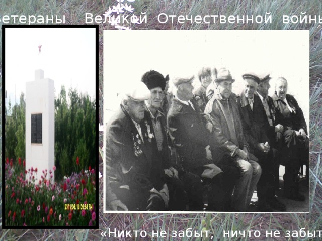 Ветераны Великой Отечественной войны «Никто не забыт, ничто не забыто» 