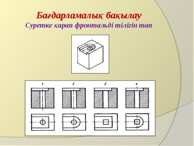Бағдарламалық бақылау  Суретке қарап фронтальді тілігін тап 