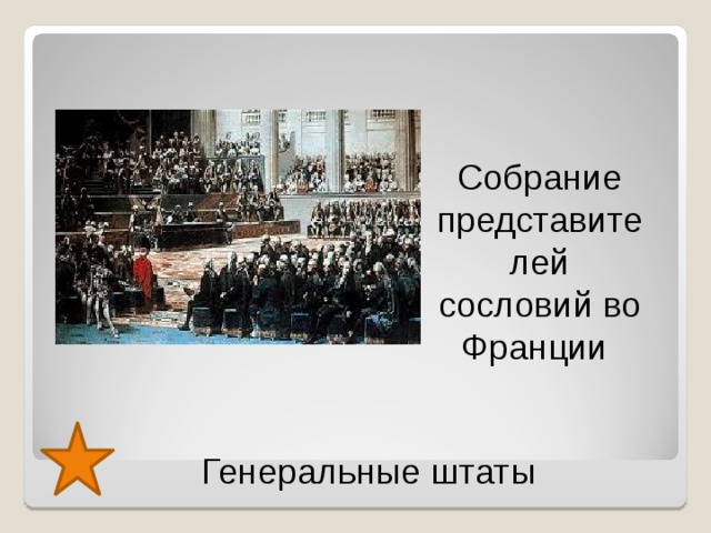Собрание представителей сословий во Франции Генеральные штаты  