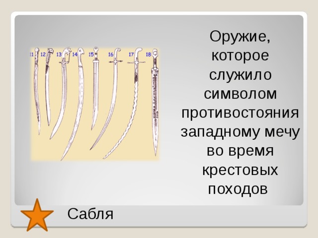 Оружие, которое служило символом противостояния западному мечу во время крестовых походов Сабля  