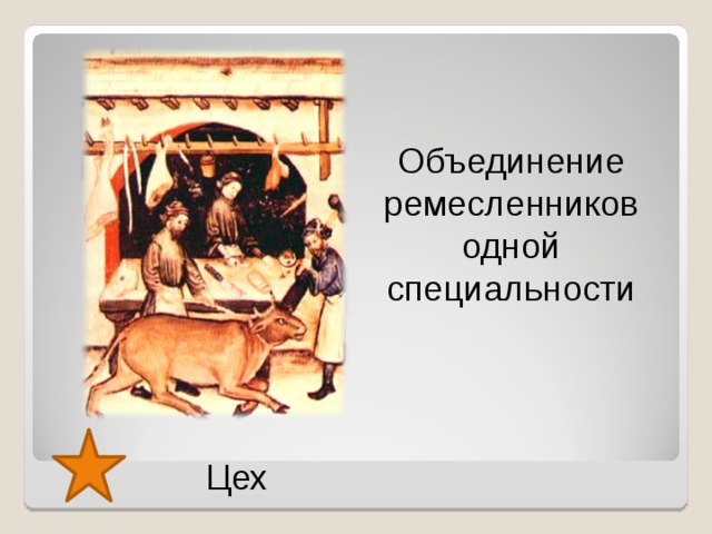 Объединение ремесленников одной специальности Цех  
