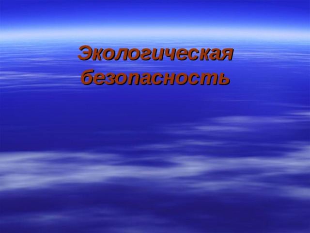 Экологическая  безопасность 