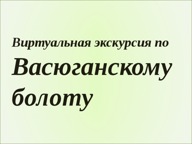 Виртуальная экскурсия по  Васюганскому болоту 
