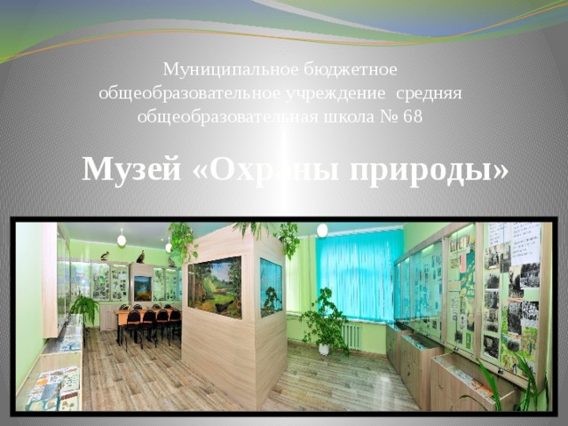 Муниципальное бюджетное общеобразовательное учреждение средняя общеобразовательная школа № 68 Музей «Охраны природы» 