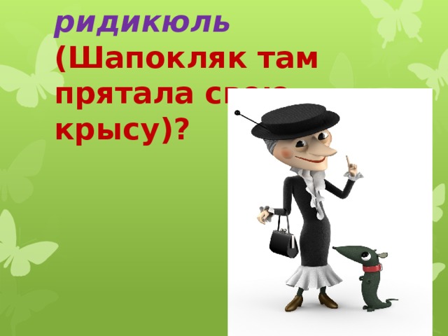 Что такое ридикюль (Шапокляк там прятала свою крысу)? 