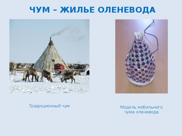 ЧУМ – ЖИЛЬЕ ОЛЕНЕВОДА Традиционный чум Модель мобильного чума оленевода 