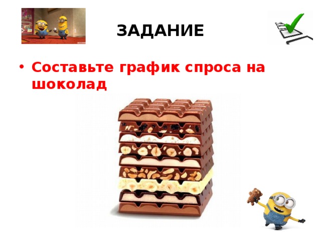 ЗАДАНИЕ Составьте график спроса на шоколад 