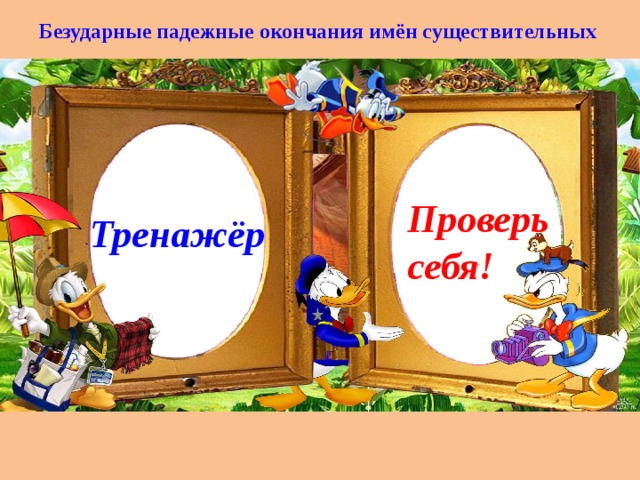 Безударные падежные окончания имён существительных   Проверь себя! Тренажёр 