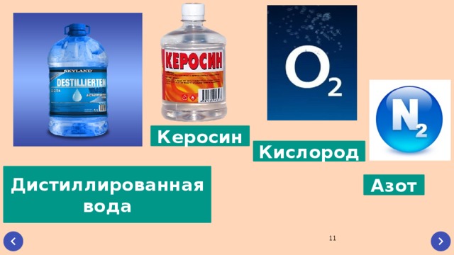Керосин Кислород Дистиллированная вода Азот