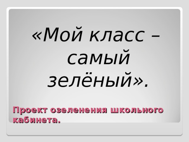 «Мой класс – самый зелёный».  Проект озеленения школьного кабинета. 