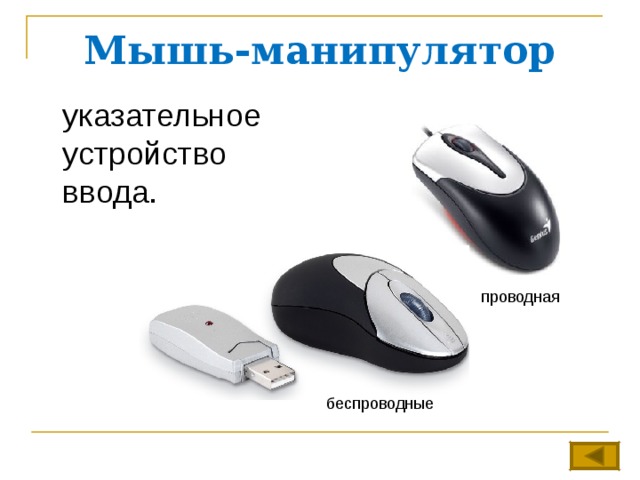 Мышь-манипулятор  указательное устройство ввода. проводная беспроводные 