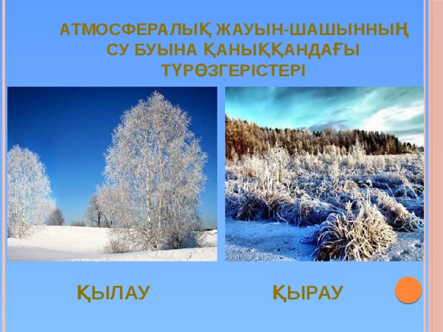 Атмосфералық жауын-шашынның су буына қаныққандағы түрөзгерістері қылау қырау 