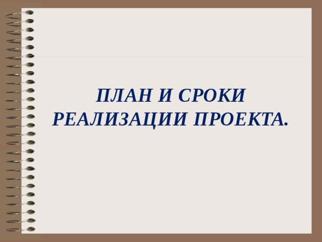 ПЛАН И СРОКИ РЕАЛИЗАЦИИ ПРОЕКТА. 