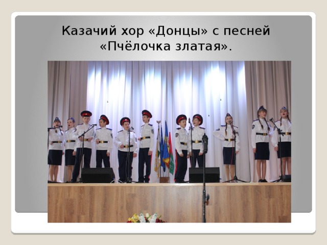 Казачий хор «Донцы» с песней «Пчёлочка златая». 