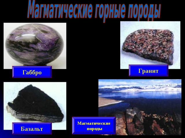 Гранит Габбро Магматические  породы Базальт 