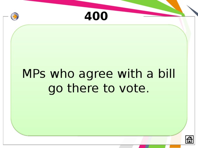 400 MPs who agree with a bill go there to vote. 