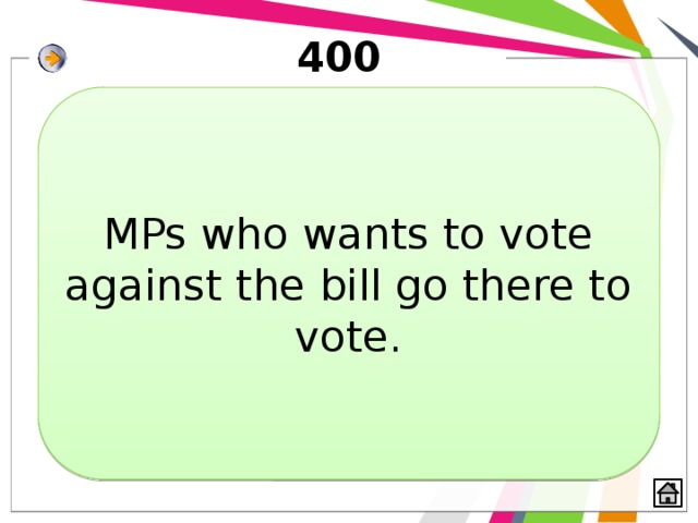 400 MPs who wants to vote against the bill go there to vote. 