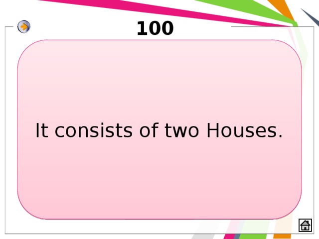 100 It consists of two Houses. 