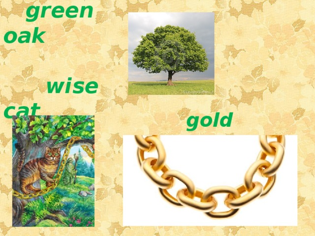  green  oak    wise cat gold chain  