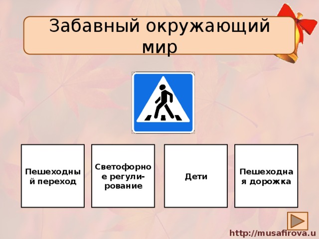 Забавный окружающий мир Светофорное регули-рование Пешеходный переход Дети Пешеходная дорожка 