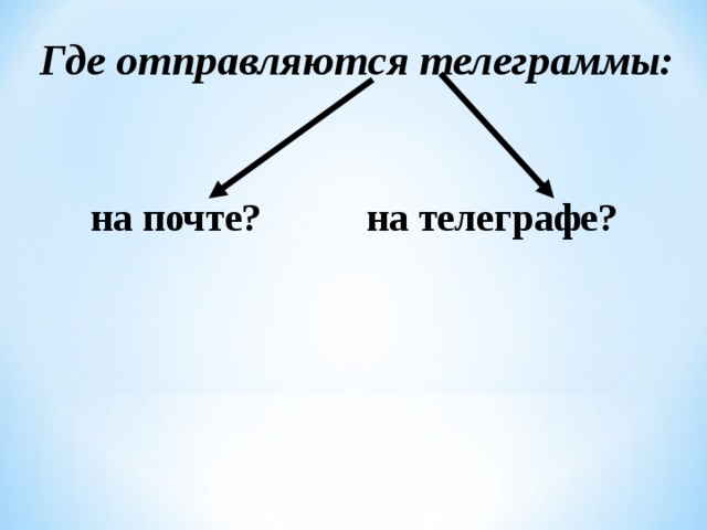 Где отправляются телеграммы: на  почте? на телеграфе?