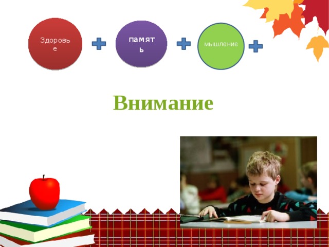 Здоровье память мышление Внимание 