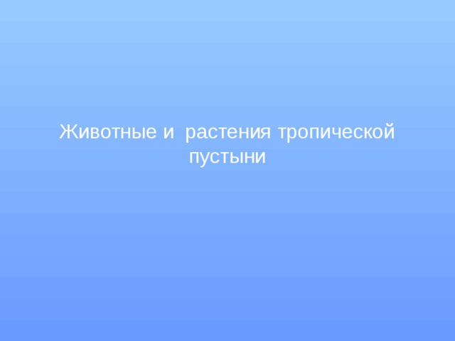 Животные и растения тропической пустыни 