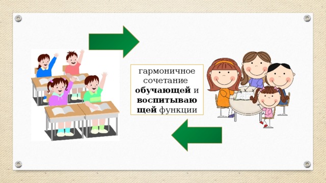 гармоничное сочетание обучающей и воспитывающей функции 