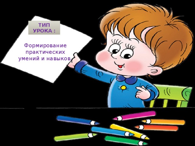 ТИП УРОКА : Формирование практических умений и навыков. 