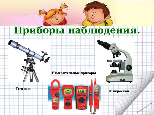 Приборы наблюдения. Измерительные приборы Телескоп Микроскоп 