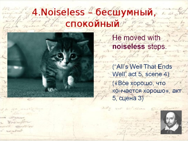 4.Noiseless – бесшумный, спокойный 