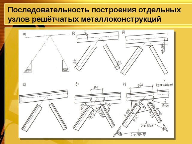Последовательность построения отдельных узлов решётчатых металлоконструкций 