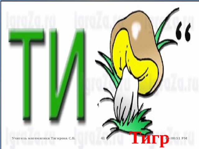 Тигр 05:01:07 PM Учитель математики Тагирова С.Б. 40 40 