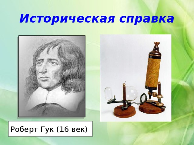 Историческая справка Роберт Гук (16 век) 