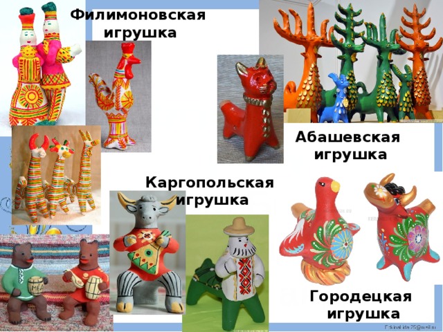 Филимоновская  игрушка Абашевская  игрушка Каргопольская  игрушка Городецкая  игрушка 