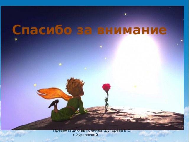 Спасибо за внимание Презентацию выполнила Щугорева Е.С.  г.Жуковский 