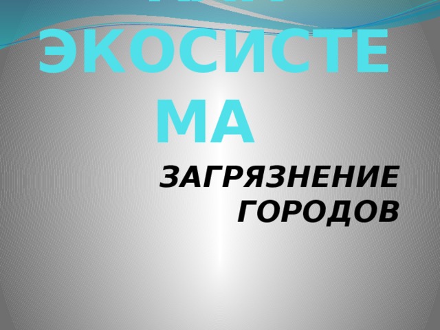 ГОРОД КАК ЭКОСИСТЕМА ЗАГРЯЗНЕНИЕ ГОРОДОВ 