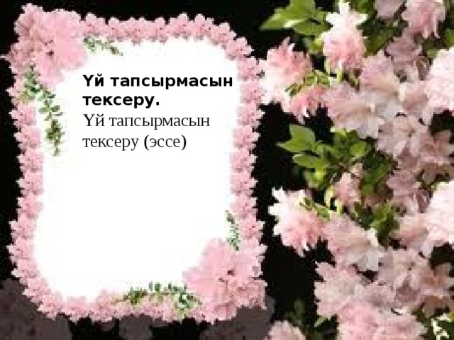 Үй тапсырмасын тексеру.  Үй тапсырмасын тексеру (эссе) 