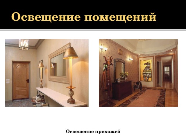 Освещение помещений Освещение прихожей 
