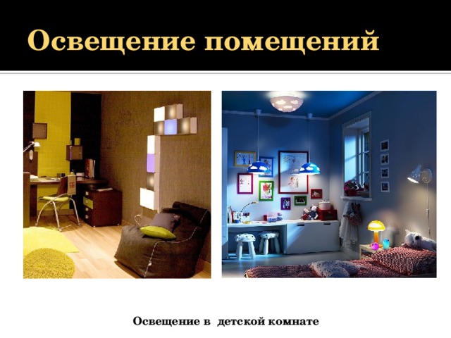 Освещение помещений Освещение в детской комнате 