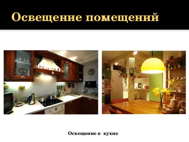 Освещение помещений Освещение в кухне 