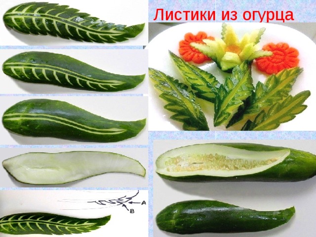 Листики из огурца 