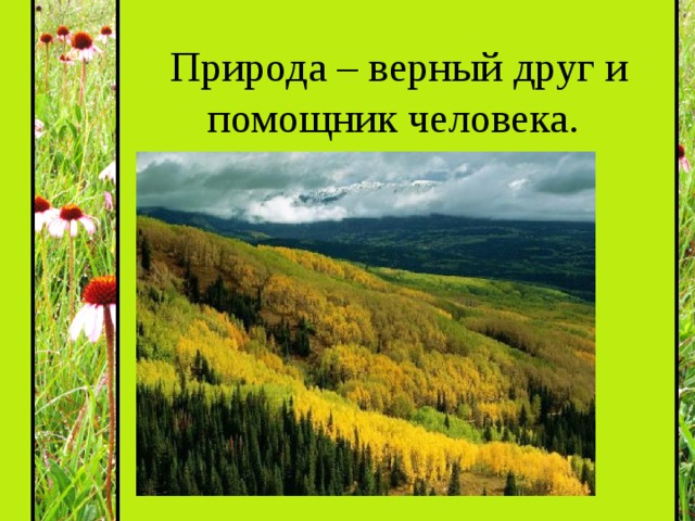   Природа – верный друг и помощник человека. 