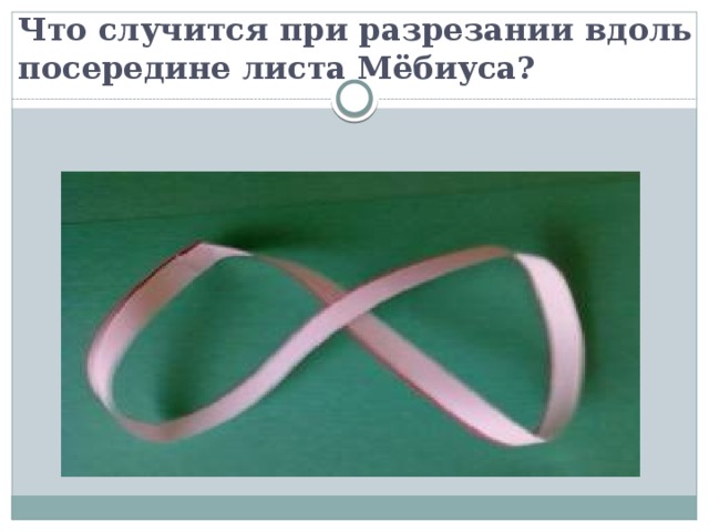 Что случится при разрезании вдоль посередине листа Мёбиуса? 
