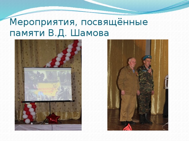 Мероприятия, посвящённые памяти В.Д. Шамова 