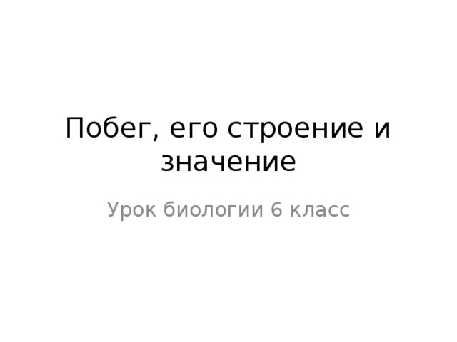 Побег, его строение и значение Урок биологии 6 класс 