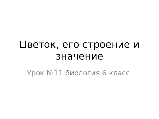 Цветок, его строение и значение Урок №11 биология 6 класс 