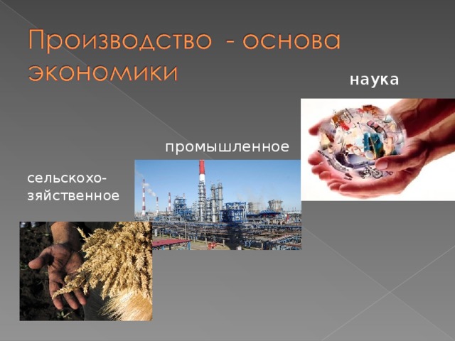  наука  промышленное сельскохо- зяйственное 